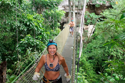A Person On A Suspension Bridge